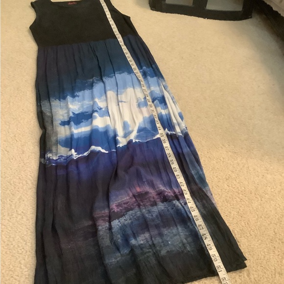 Motel Rocks Urban Outfitters Black Blue Purple Sunset watercolor Maxi Dress LG. - Picture 11 of 12